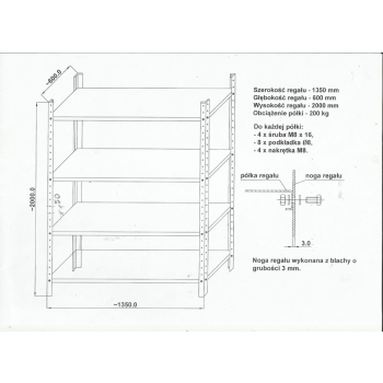 REGAŁ METALOWY 200X135X60 5 PÓŁEK